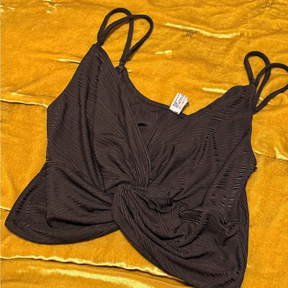 Free people Black Knot Front Crop Tank Top
